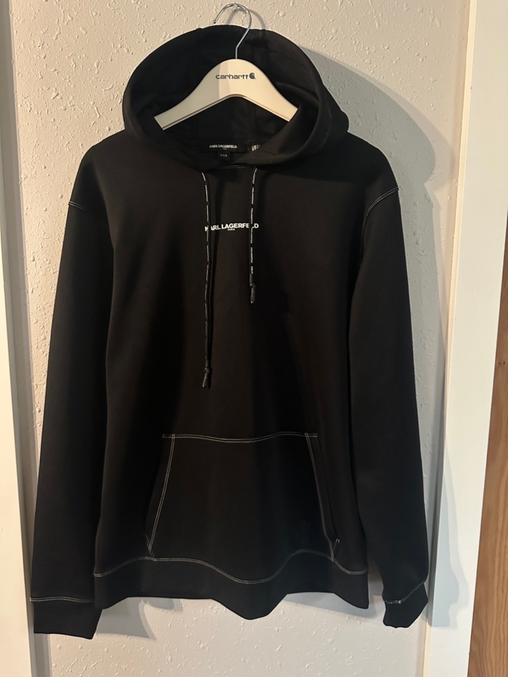 Karl Lagerfeld Black Hoodie with Contrast Stitching